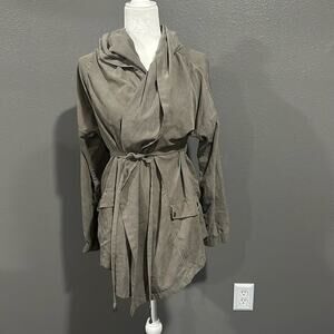 Double Zero Army Green Hooded Wrap Jacket M